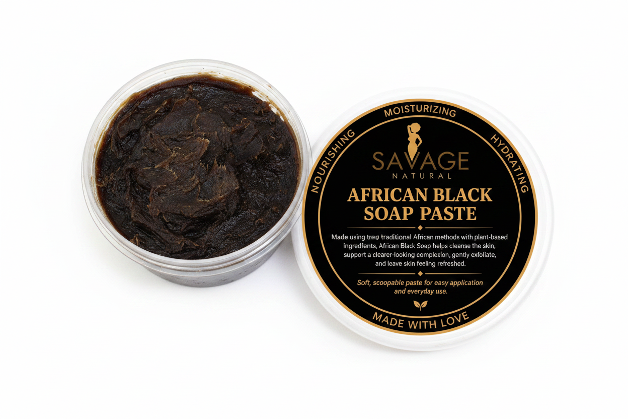 African Black Soap Paste - Enlarged Centered Label