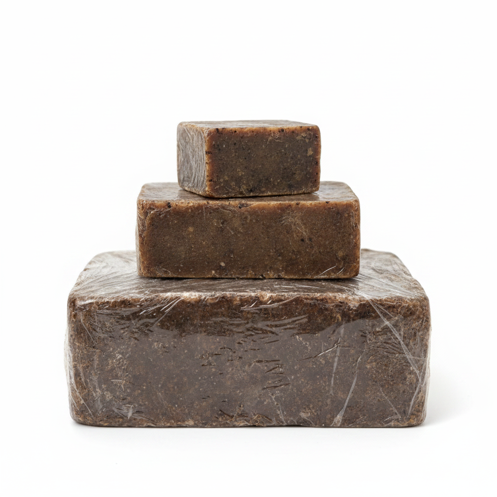 Organic African Black Soap - full block with 1/2lb and 1lb cuts