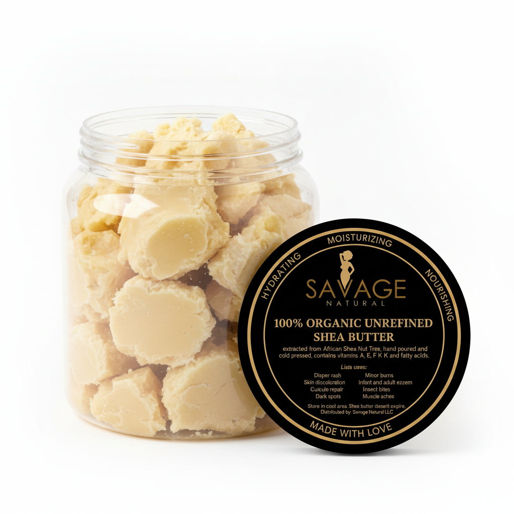 Savage Natural Unrefined Shea Butter 32oz - Large Lid with Label v2